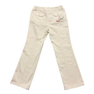 Lynx Golf Collection Pants White Stretch Golf Embroidered Cat Pants Size 70/US 6